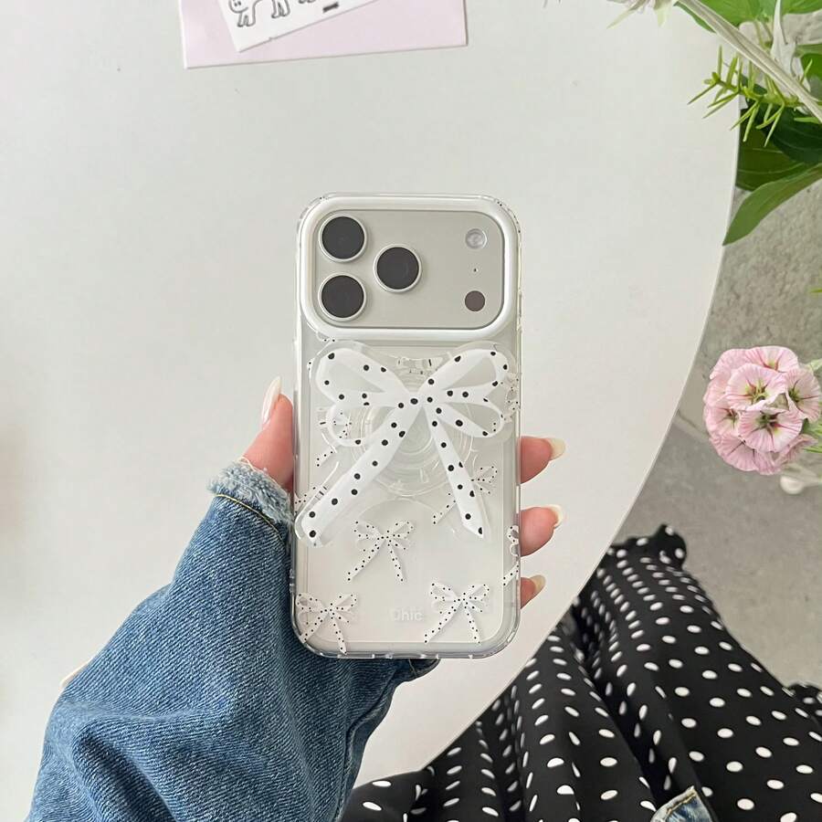 Giá đỡ điện thoại nơ chấm bi, giá đỡ đa năng để bàn, giá đỡ cầm tay di động, phù hợp cho tất cả các loại điện thoại - trắng - Xem 1