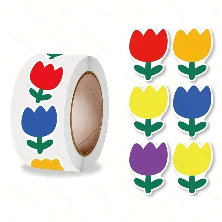 500pcsColorful Cartoon Sticker Roll - Fun And Practical Decoration For Stationery, Mobile Phones, Laptops, And Envelopes - Vibrant Paper Stickers With Various Colors And Cute Stickers - Multicolor - View 1
