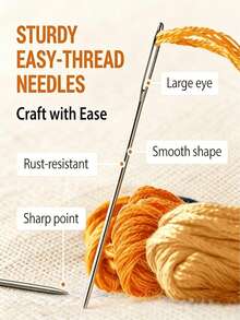 1 Set Heavy Duty Stainless Steel Hand Sewing Needle Set - Various Sizes And Models Of Hand Sewing Needles, Multi-Functional, Suitable For Adult Sewing Beginners And Embroidery And Needlework Enthusiasts, Perfect For Beginners And Professional Tailors/Craftspeople - A - View 3