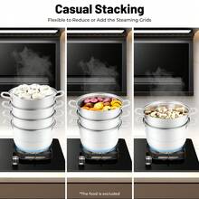 ZHFEISY 5 Tier Multi Tier Layer Stainless Steel Steamer Pot For Cooking With Stackable Pan Insert/Lid, Diameter 32cm Food Steamers, Vegetable Steamer Cookware Pot - View 4