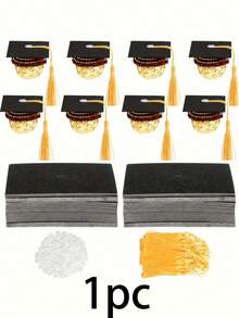 10pcs/Set Mini Graduation Caps With Gold Tassels, Mini Bachelor Caps With Tassels, Wine Bottle Decor, Graduation Party Decoration Mini Graduation Caps, Bottle Decoration, Celebration Accessories, Graduation Scene Decor - View 14