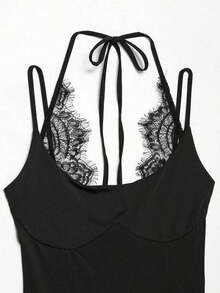 Nuevo body de verano para mujer DEEKA con contraste de encaje sexy y elegante - Negro - Ver 3