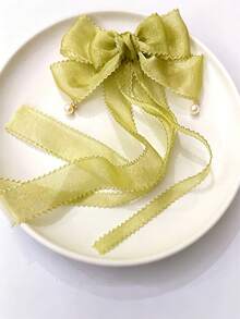 Kẹp tóc nơ organza lấp lánh phong cách tiên nữ Hàn Quốc, phụ kiện tóc cài sau đầu phong cách rừng ngọt ngào thanh lịch - Nhiều màu - Xem 5