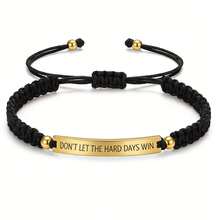 1 pieza Pulsera personalizada, pulsera tubular elástica tejida a mano, accesorio personalizado, joyería de acero inoxidable, pulsera tejida grabada unisex, regalo de cumpleaños, regalo para parejas, joyería para mujeres, regalo del Día del Padre, regalo de vacaciones de verano en la playa - Dorado - View 7