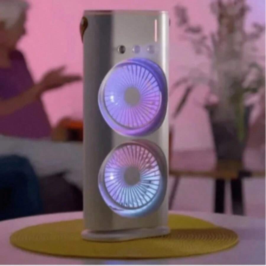2-Speed Oscillating Desk Fan With Humidifier, LED Light, And Powerful Fan - Mistless - View 1