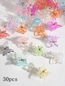 15/20/30pcs Mini Flower Shaped Claw Clips, Brown Tone Small Hair Clips For Bangs & Flyaways - Multicolor - View 7
