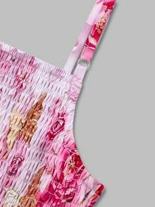 Ensemble 2 pièces pour femmes avec cardigan en mousseline élégant + robe imprimée, imprimé floral romantique sur tout le corps, élégant bohème sexy pour la nuit, les vacances, la plage, rose d'été - Rose bonbon - Voir 11