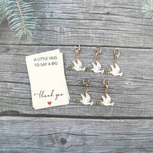 5 peças/10 peças Chaveiros de Pomba da Paz e Cartão de Agradecimento com Design Criativo de Pomba da Paz Branca, Adições Únicas para Carteira e Mochila, Presentes Únicos para Amigos e Família - Multicolorido - Visão 10
