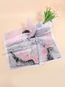 1pc Faux Silk Printed Neckerchief, Versatile Headband/Scarf, Suitable For Daily Use - White - View 3