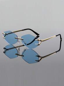 1PC New Polygon Rimless Glasses, High-End Elegant Design, A Must-Have For Trendsetters - Multicolor - View 4