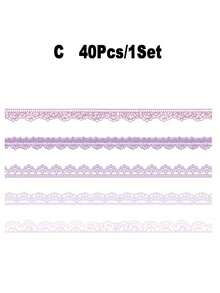 40PCS Lace Pattern Sticker, Pastel Floral Lace-Like Decoration Stickers, Lace Edged Vintage Scrapbook Paper, Self-Adhesive Vintage Scrapbooking, Journaling, Card Making, For DIY Crafts, Invitations, Scrapbook Stickers, Craft Supplies - Multicolor - View 15