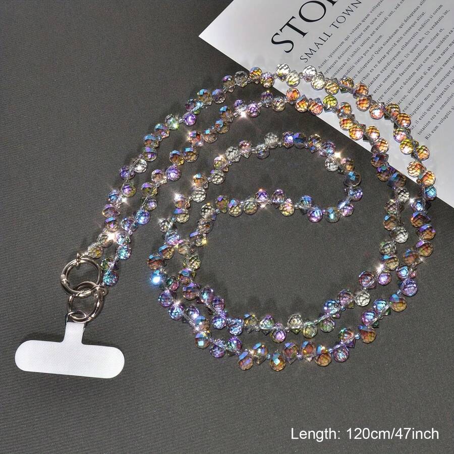 Cordón de lujo con cristales morados brillantes en forma de lágrima, correa cruzada desmontable para mujer, correa de teléfono duradera y de moda, elegante cadena para bolso de hombro