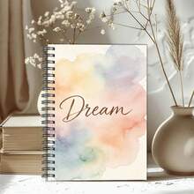 1pc A5 Dream Spiral Journal, Cover With Soft Watercolor Gradient Background & Inspirational Cursive Text, Lined Notebook & Weekly Planner For Work, Study & Idea Tracking, Perfect Aesthetic Stationery - Watercolor - View 7
