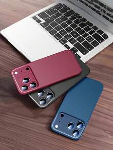 1pc New Ultra Slim Matte Phone Case, Full Lens Coverage Shockproof Anti-Drop Protective Back Cover Compatible With IPhone 17 16 15 14 13 12 11 Pro Max - Black - View 9