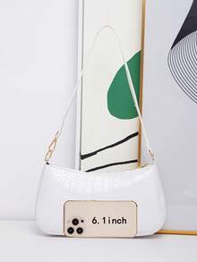 Bolso de Hombro para Mujer con Estampado de Cocodrilo, Elegante y para Uso Diario - Blanco 2 - Ver 7