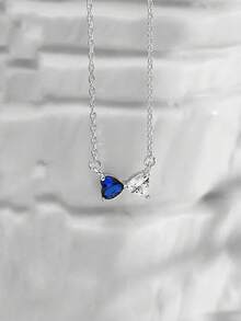 Personalized Bow Birthstone Necklace, 2 Birthstones Necklace, Grandmother Necklace, Mother's Day Gift, Wedding Anniversary Gift, Gift For Mom - Heart Birthstone - View 10