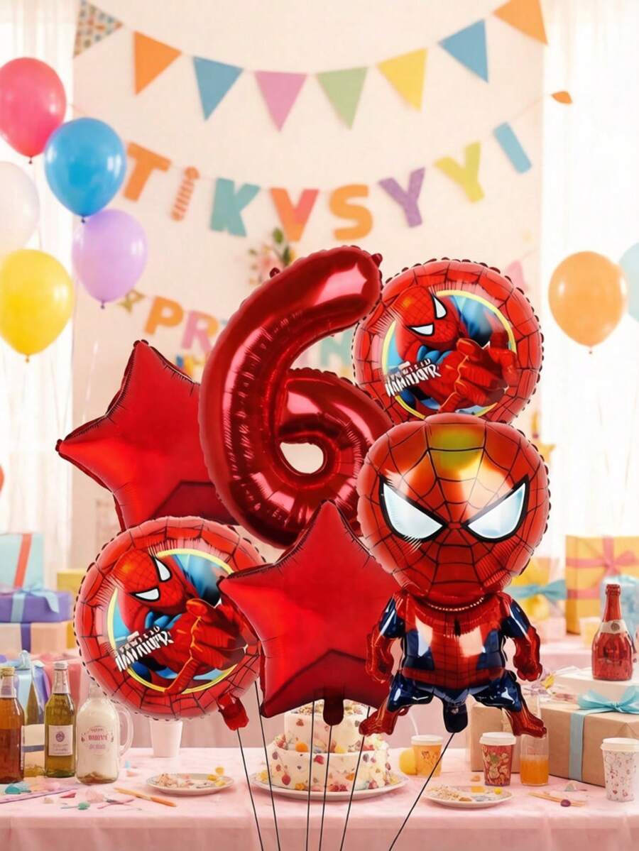 Marvel 蜘蛛侠生日装饰套装,派对用品包括32英寸红色数字气球,超级英雄儿童生日新年庆祝派对装饰,礼品花束装饰,拍照背景气球 - 氣球套裝 - 查看 1