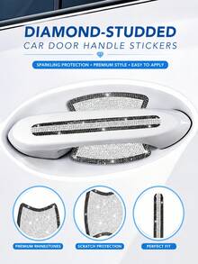 8pcs/4pcs Película Protectora de Manija de Puerta de Coche con Brillo de Cristal, Ajuste Universal para SUV, Sedán, Camioneta, Pegatinas Protectoras de Cuenco de Puerta, Accesorios Decorativos Anti-Arañazos para Coche - Estilo A - Ver 7