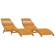 Sun Lounger 2 Pcs Brown 55 X 184 X 64cm Solid Acacia Wood - A - View 2