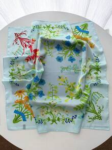 1pc Women Satin Bandana Scarf Square Solid Color Head Wrap - Mint Green - View 2