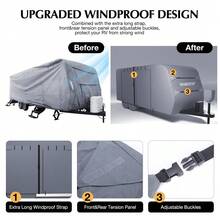 Durable Weatherproof RV Cover Windproof - Features Reflective Strips, Vents, Gutter, - A - View 4