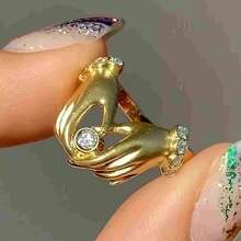 Vintage Bohemian Handstrauß Luxus 18K vergoldeter Zirkonia Damen Kreativring - Gold - View 5