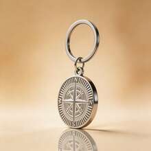 1pc Stainless Steel Vintage Compass Keychain Key Ring Unisex Key Holder Bag Charm Key Pendant Suitable For Daily Use Or Gift - Silver - View 4