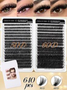 544/640pcs D Curl Single Flare False Eyelashes, Large Capacity For Thick Fluffy Natural Eye Makeup, Suitable For Home DIY, Beginners And Makeup Artists, Soft And Long-Lasting, Create Fox Eye And Cat Eye Looks - D - View 5