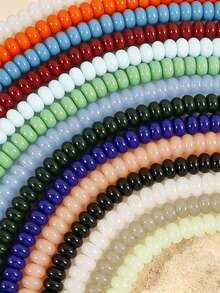 1pc European And American Bohemian Simulated Stone Abacus Beaded Short Necklace, Stainless Steel Accessories, Suitable For Holiday And Beach - Handmade Beaded Faux Stone Stainless Steel Necklace - View 10