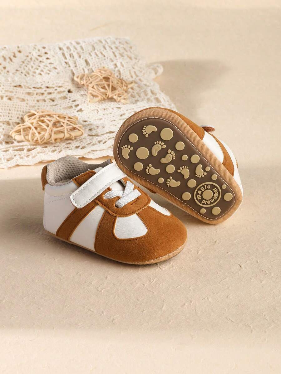 1 Pair Infant Boy Colorblock Flat Casual Versatile Anti-Kick Sports Shoes Suitable For Spring And Autumn