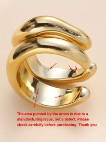 NAIZHU 1/4pcs Minimalist European And American Style Gold Geometric Open Bangle Bracelet, Suitable For Teenagers And Daily/Party Accessories - Gold - View 5