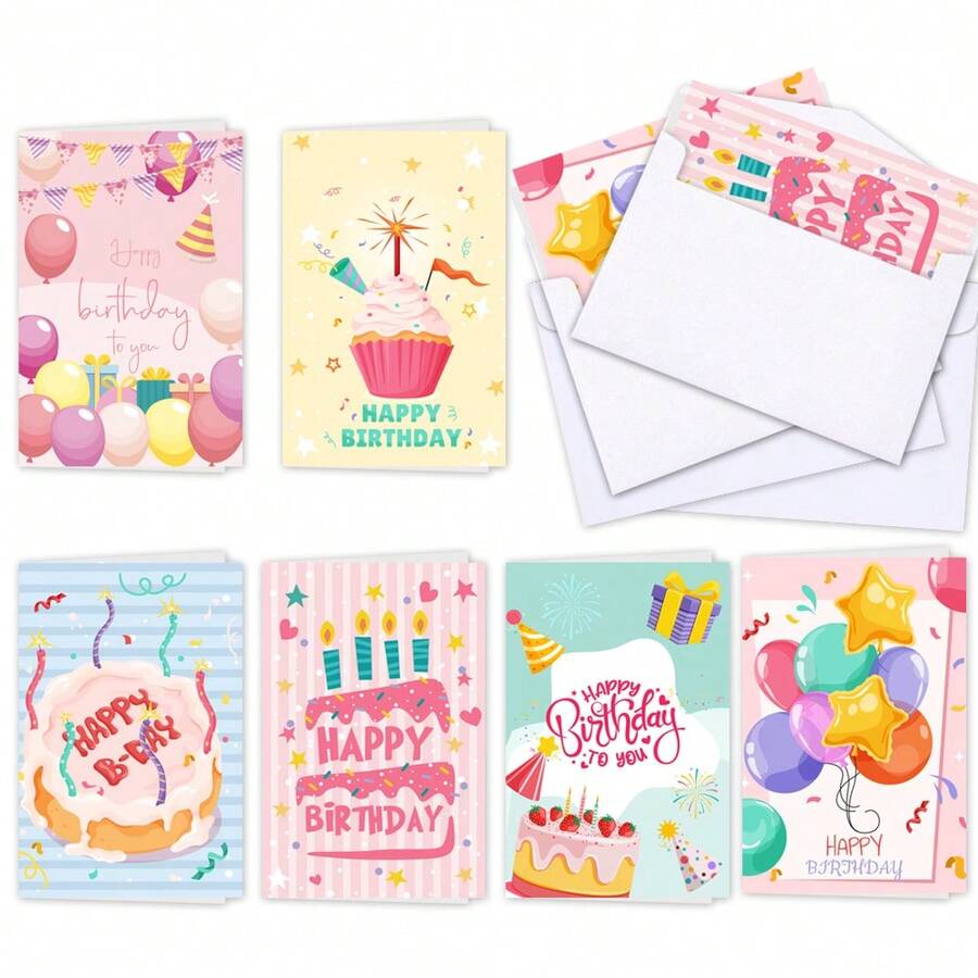 12pcs Adult Birthday Greeting Card Set With Envelopes - Blank Universal Birthday Cards For Office Use - 12 Cards + 12 Envelopes - View 1