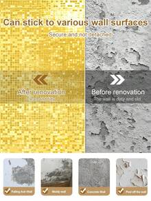 1 Roll 118.1 Inch/300cm PVC Self-Adhesive Mosaic Wallpaper, Waterproof Contact Paper, Glossy Thick Self-Adhesive Wall Covering, Suitable For Kitchen, Bathroom Vanity, Home Decor - Multicolor - View 12