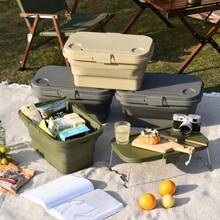Foldable Picnic Storage Box, Outdoor Camping Basket With Lid, Car Trunk Organizer, Household Storage Container, Multi-Functional Picnic Gear, Lightweight Collapsible, Large Capacity, Silver Grey - A - View 10