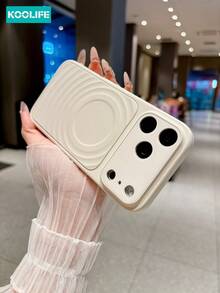 Koolife 1pc Off-White Wave Texture Magnetic Phone Case, PC+TPU Shockproof Cover, MagSafe Compatible, Large Camera Window Protection, Skin-Friendly Protective Case Compatible With Apple 17/17pro/17promax/16/15 - White - View 4