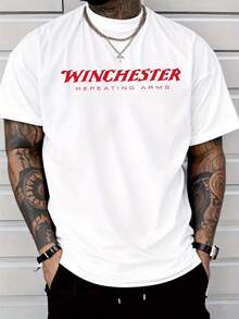 T Shirts For Men 2026Men'S Casual Stylish Short-Sleeve T-Shirt Featuring A Unique Repeated Weapon Print, Made Of, Lightweight At 6.35 Oz Per Square Meter, With A Regular Fit And Round Neck, Comfortable Stretchy Summer Fashion T-Shirt  Vatertag Geschenk - White - View 1