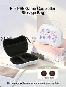 Y2K Game Pixel Style Cat Pattern Design Game Console Controller Storage Bag, Compatible With PS5 Game Controller/Game Console Controller Storage Bag, Comes With 2 Game Controller Joystick Caps, Dustproof And Scratch-Resistant, Protect Your Beloved Console, The Best Gift Compatible With Switch Game Players - View 3