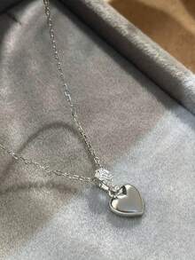 1pc Exquisite Women's Jewelry S925 Sterling Silver Plated 18K Gold Heart Zirconia Clavicle Chain Necklace, Gift For Girlfriend, Lightweight Luxury Niche High-End Necklace, Suitable For Daily Wear And Party Gift - #2 - View 8