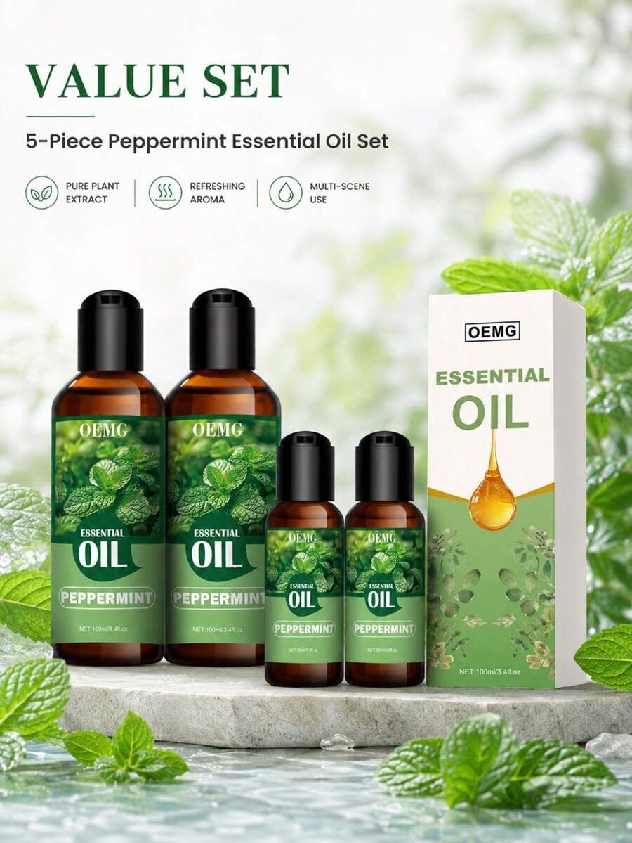 1pc 100ml/3.4 Fl Oz Mint Essential Oil, 30ml/1.0 Fl Oz Long-Lasting Fragrance, Suitable For DIY, Aromatherapy, Humidifier, Reed Diffuser, Candle Making, Scented Crystals, Father's Day Gift - Peppermint Essential Oil - View 1