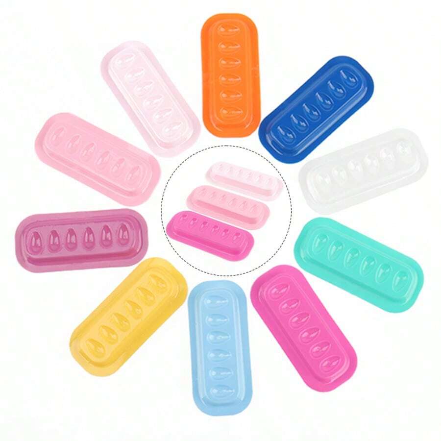 100Pcs Disposable Lash Glue Holders, Multicolor Plastic 6-Slot Lash Glue Trays, Individual Eyelash Extension Glue Pallets, Portable Lash Tech Supplies For Eyelash Extension, Lash Glue Storage Application, Salon Home Use
