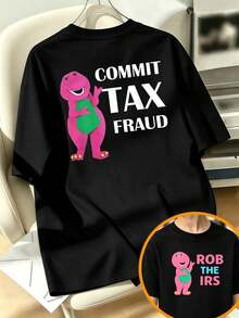 Camiseta casual infantil con estampado gráfico, tejido de calidad, cuello redondo, corte holgado, cómoda, estilo adorable, a la moda, estampado a doble cara. - Negro - Ver 1