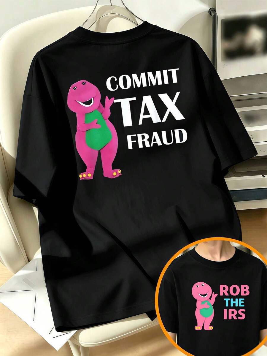 Camiseta casual infantil con estampado gráfico, tejido de calidad, cuello redondo, corte holgado, cómoda, estilo adorable, a la moda, estampado a doble cara. - Negro - Ver 1