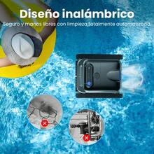 INSE Powerful Wall-Climbing Robotic Pool Cleaner + Premium Filtration | Cordless, Perfect For In-Ground Pools - Black - View 9