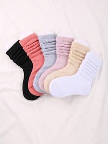 12 Pairs Kids Casual Solid Color Socks, Kids Over-The-Knee Socks, Kids Fuzzy Socks, Girls Candy Color Sweet Princess Socks, With Stacked Effect, Breathable Comfortable Soft Skin-Friendly, With Fuzzy Feel, Suitable For 1-16 Years Old Children To Wear, Suitable For Girls Daily Outings, Suitable For Back To School Season/Back To School Season, Suitable For Travel Wear, Suitable For Party Wear - Multicolor - View 8