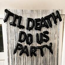 17件組哥德風婚禮派對裝飾氣球套組，含16英吋黑色「TIL DEATH Do Us Party」字母氣球，適用於訂婚婚禮派對、新娘婚前派對、準新娘派對裝飾、趣味單身女派對 - 彩色 - 查看 1