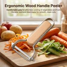 Stainless Steel Multi-Function Vegetable Peeler With Wooden Handle Kitchen Grater Tool For Home Cooking - Multicolor - View 3
