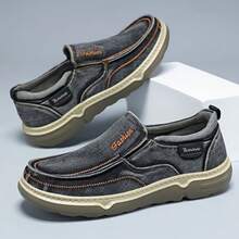 New Breathable Versatile Slip-On Casual Cloth Shoes, Comfortable Canvas Shoes - Grey - View 1