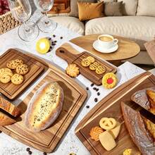 10Pcs Acacia Wood Cutting Boards Bulk For Laser Engraving, Wooden Dinner Plates With Juice Groove, Chopping & Charcuterie Board Trays For Cheese, Meat, Kitchen Serving, Housewarming Party & Christmas Gifts - View 2