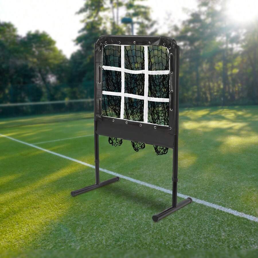 9-Hole Pitching Net Strike Zone 21.3*21.3 In Baseball Softball Pitcher Training Equipment 99-115cm Adjustable Heights - Black - View 1