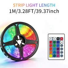 شريط إضاءة LED مع جهاز تحكم عن بعد ب- 24 مفتاح، شريط إضاءة LED متغير الألوان RGB، إضاءة خلفية للتلفزيون تعمل بالطاقة USB، إضاءة الخزانة والسطح والمكتب، إضاءة الغرفة والنوم والحفلات والإضاءة المحيطة الداخلية - متعدد الألوان - مشاهدة 13